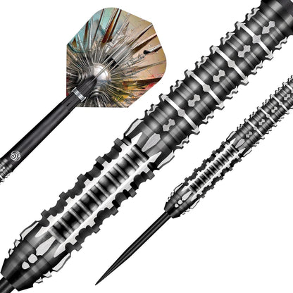 Gnarly Shredda Steel Tip Dart Set-90% Tungsten Dart Barrels, Centre Weighted, Professional Darts for Bristle Dartboard