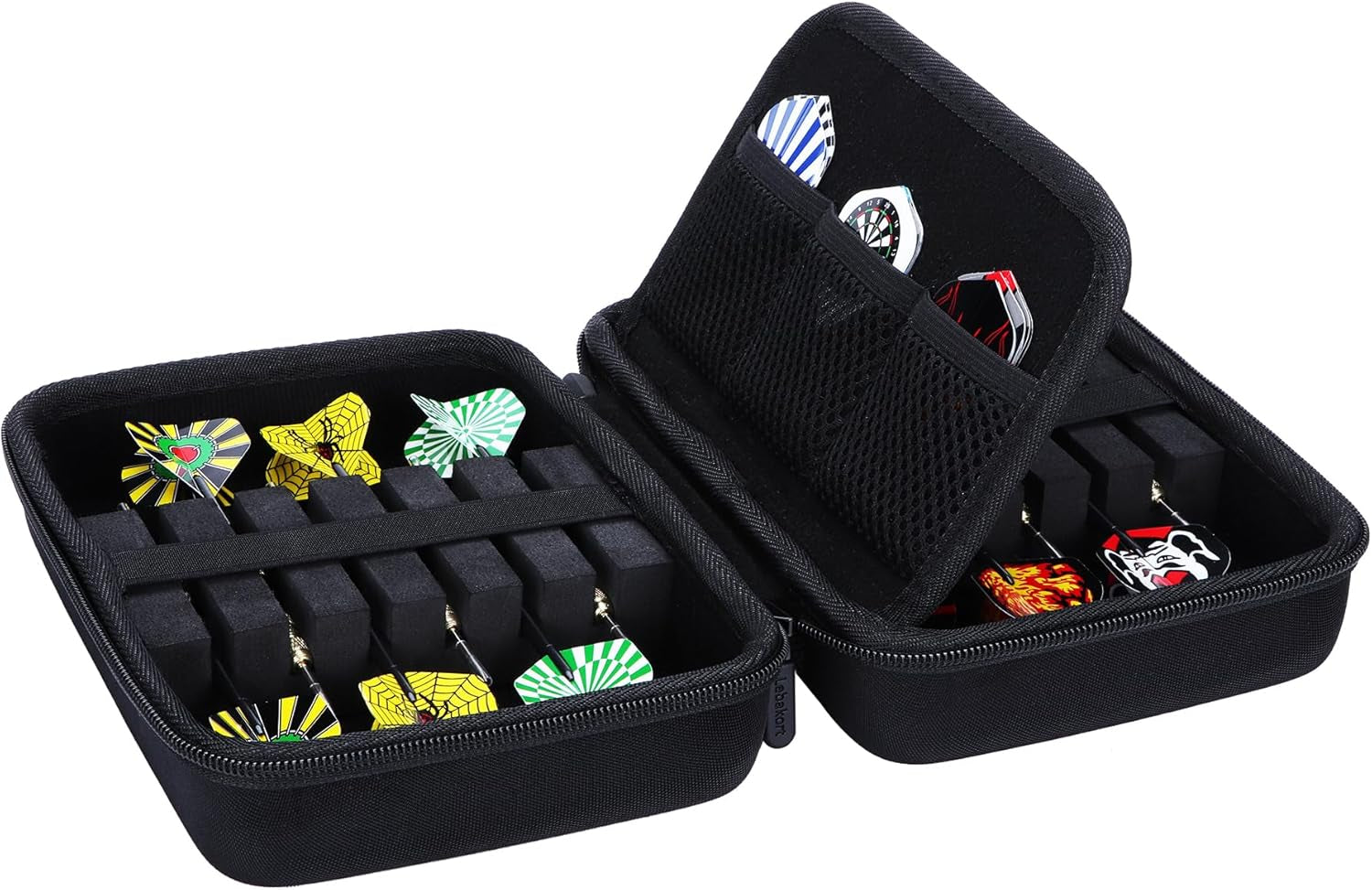 Hard Case Compatible with Steel Tip or Soft Tip Darts Set, Storage Holder Fits for Dart Tips Shafts Flights and Accessories (Black Case)