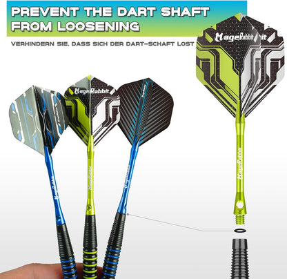 Steel Tip Darts Set 6Pack 22Gams,Metal Darts with 16Pcs Dart Flights+8Pcs Darts Shafts+1Pcs Dart Sharpener+2Pcs Dart Flights Protector,Steel Darts Kit