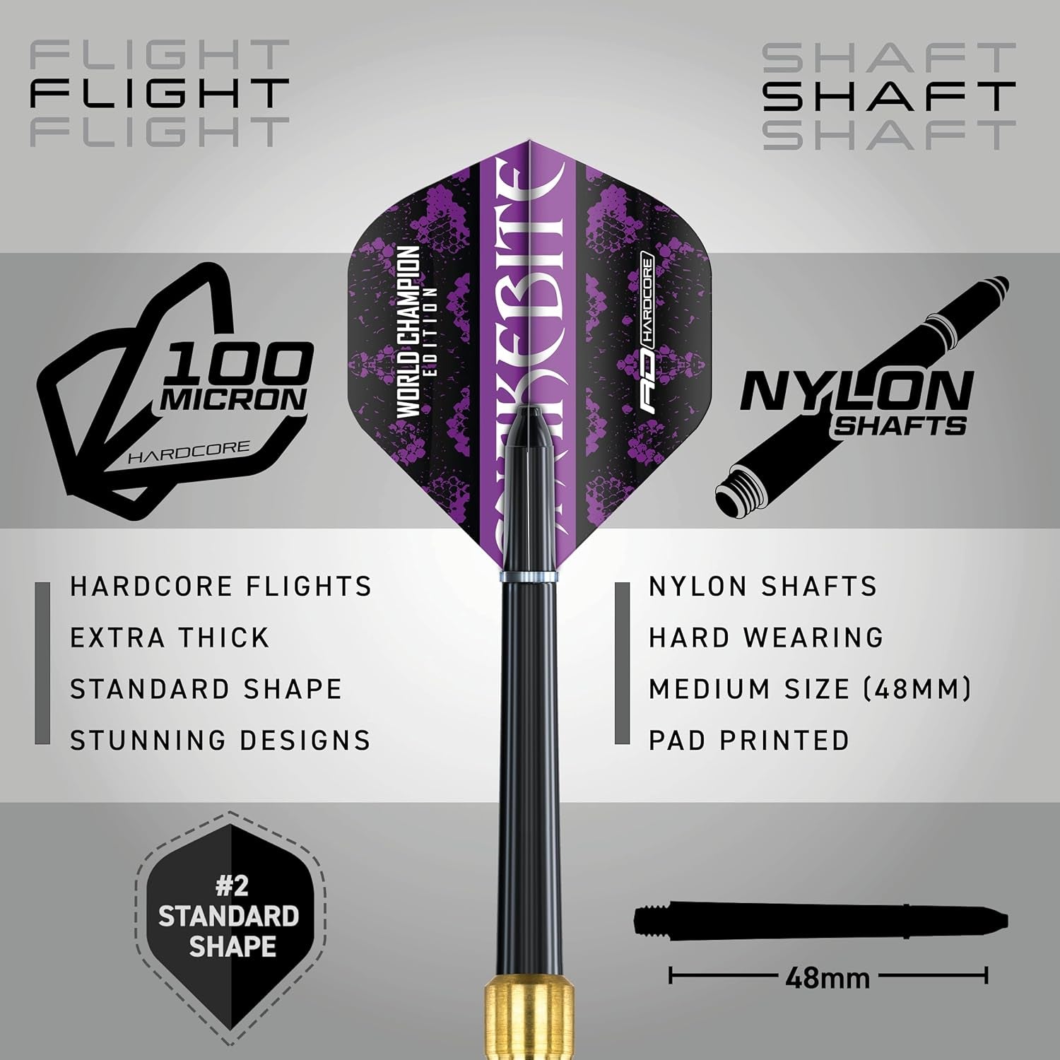Professional Player Brass Darts Set with Flights and Shafts (Stems)